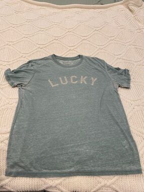 Lucky Brand Light Teal 'LUCKY' Short Sleeve Tee